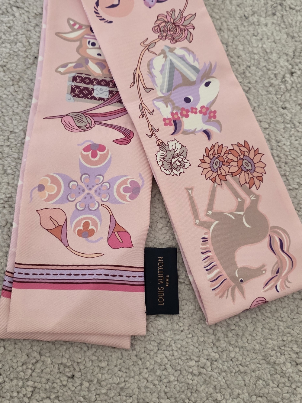 Louis Vuitton Pink Kids Silk Twilly Scarf
